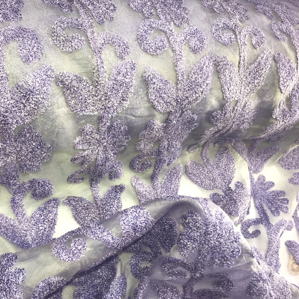 Chenille Floral Pattern Silk Organza Embroidery