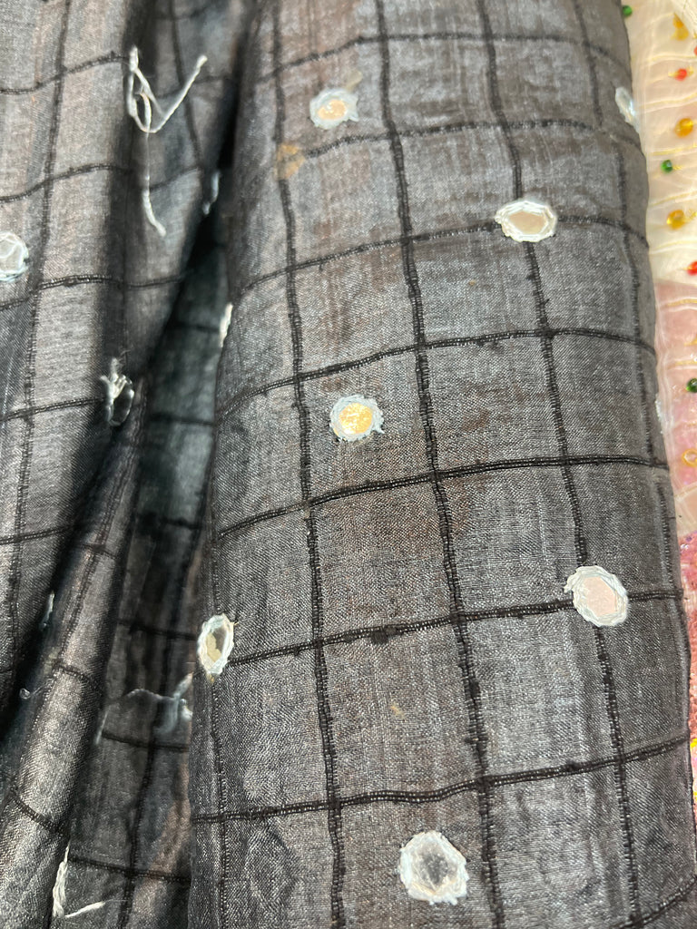 Silk tassar with mirror work