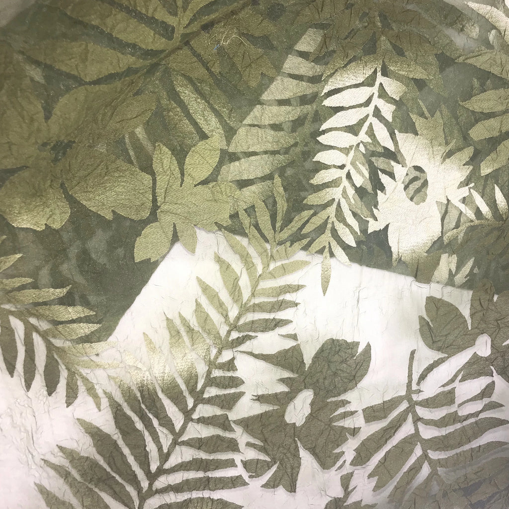 Tinted Big Leaves and Flowers Polyester Organza Jacquard