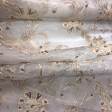 Hand Painted Floral Embroidery Silk Organza Embroidery