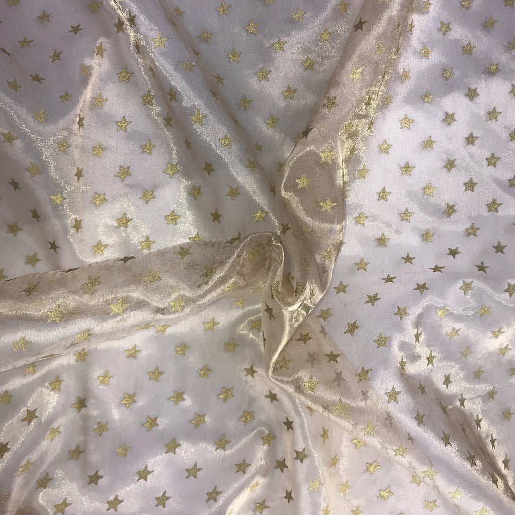 Metallic Star Print Silk Organza