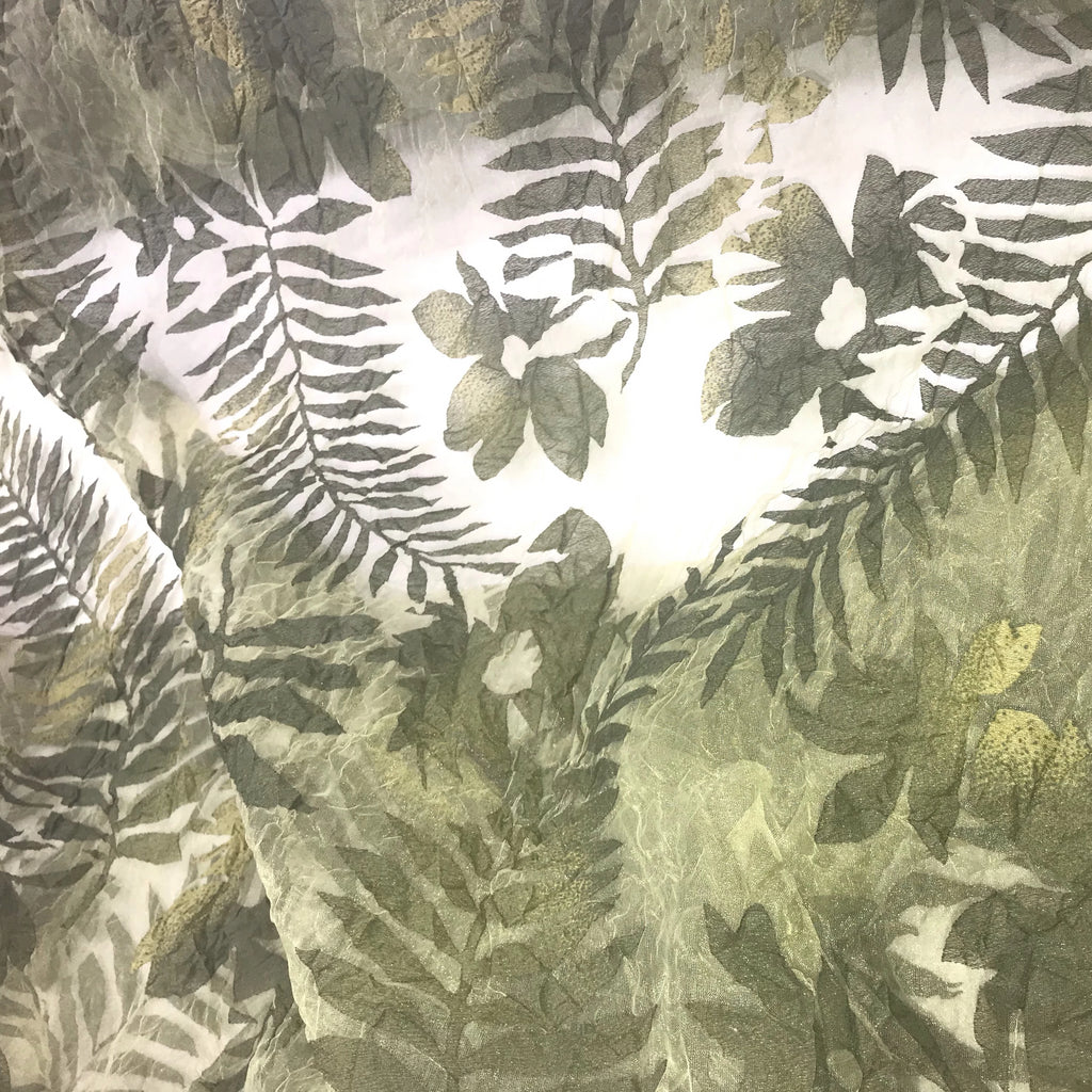 Tinted Big Leaves and Flowers Polyester Organza Jacquard