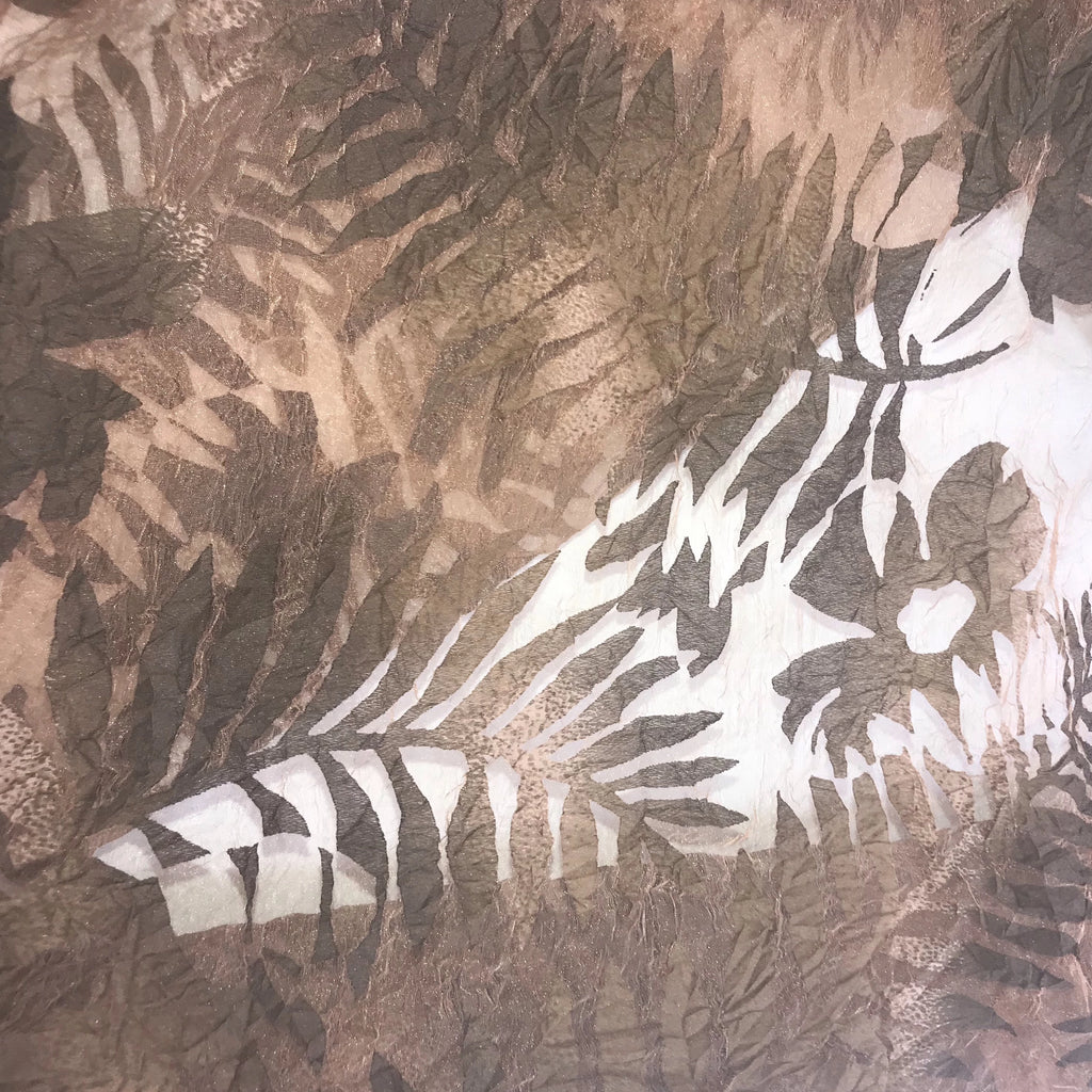 Tinted Big Leaves and Flowers Polyester Organza Jacquard