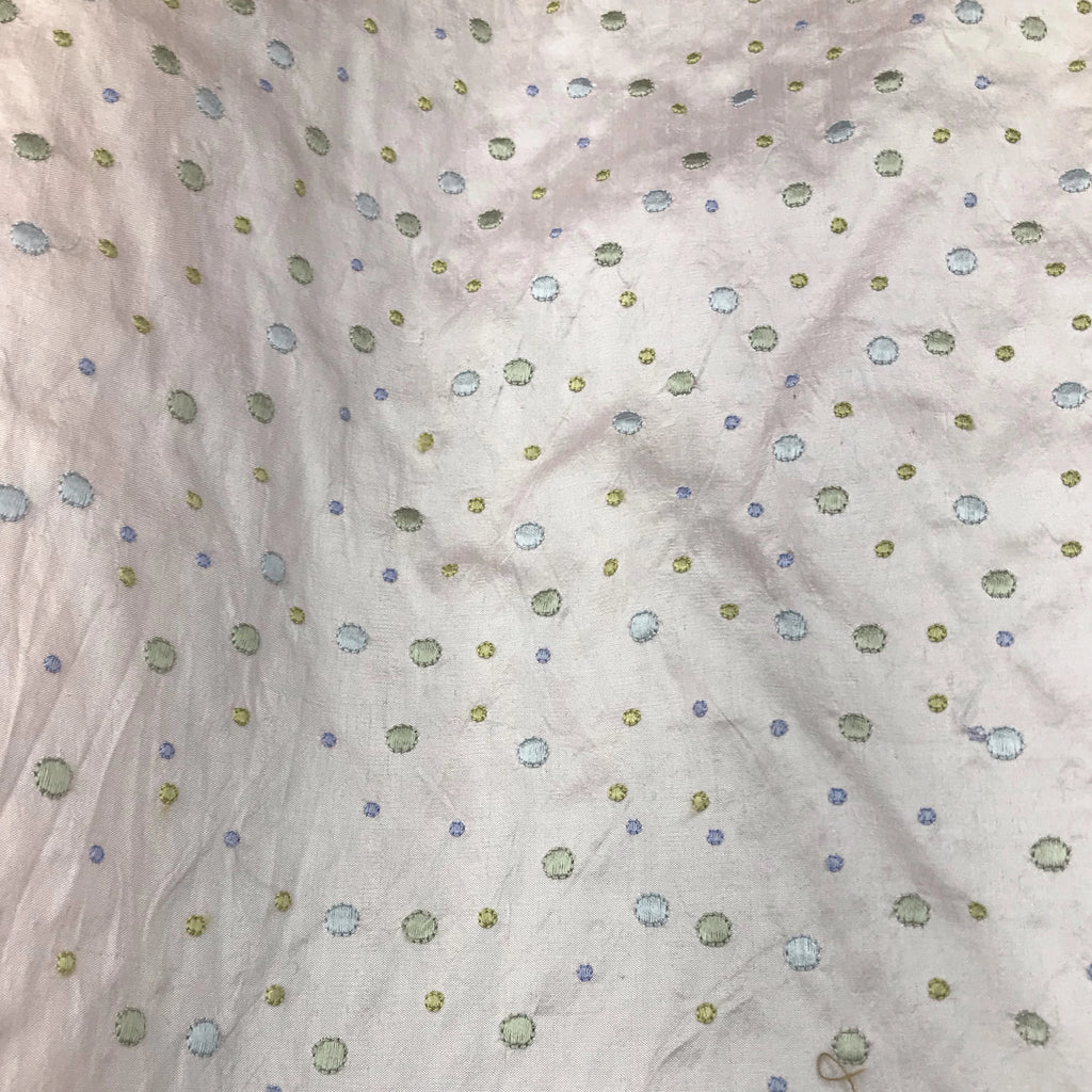 Small and Large Polka Dot Pattern Silk Shantung Embroidery