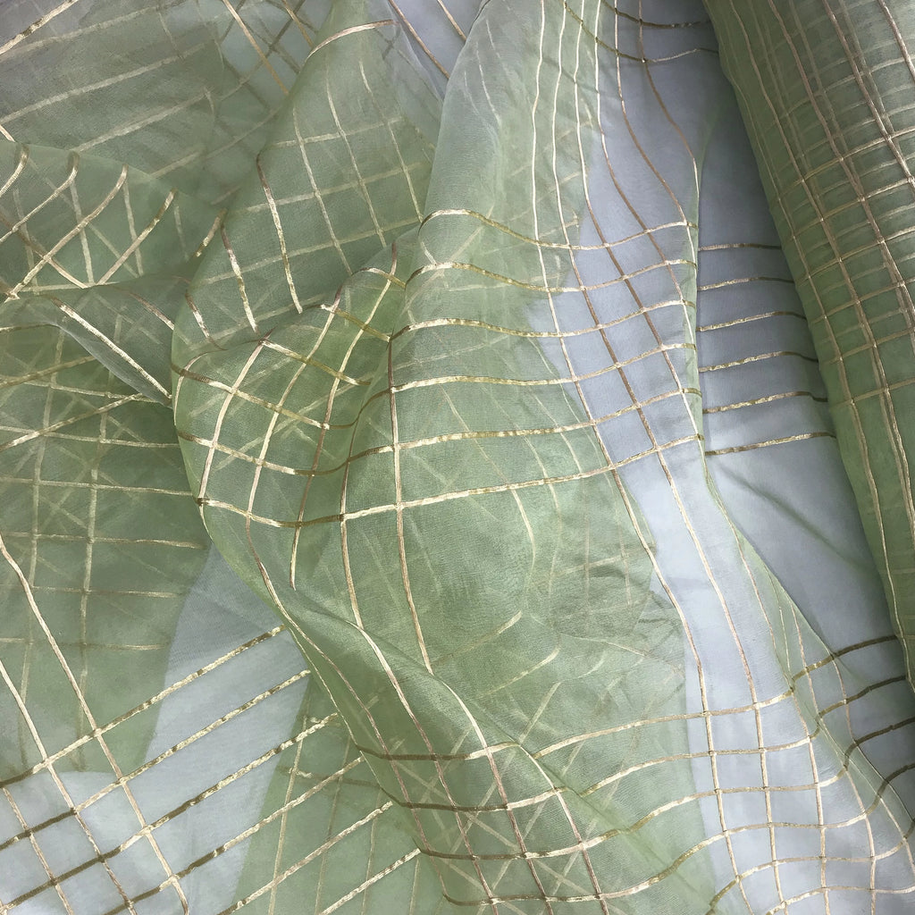 Gold Cord Pattern Silk Organza