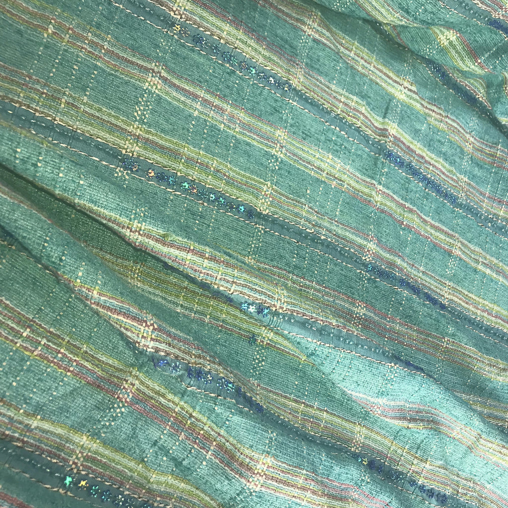 Striped and Beaded Raw Silk Tassar