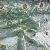Thick Gold Floral Pattern Silk Organza Embroidery