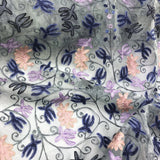 Outlined Starfish Flower Pattern Silk Organza Embroidery