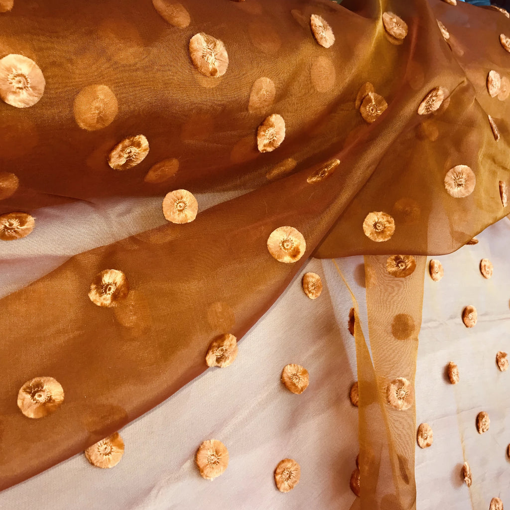 3D Velvets Flocks Silk Organza Embroidery