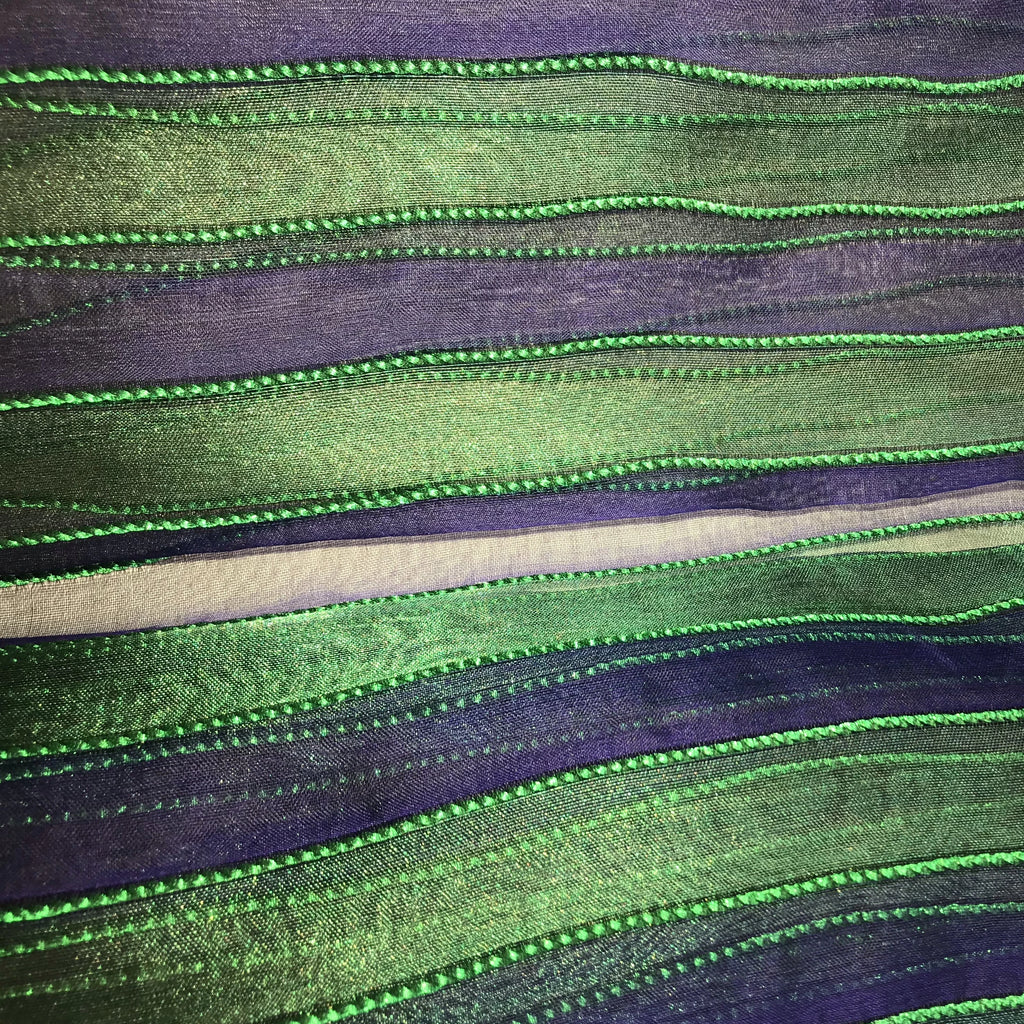 Metallic Stripe with Cord Silk Organza Embroidery