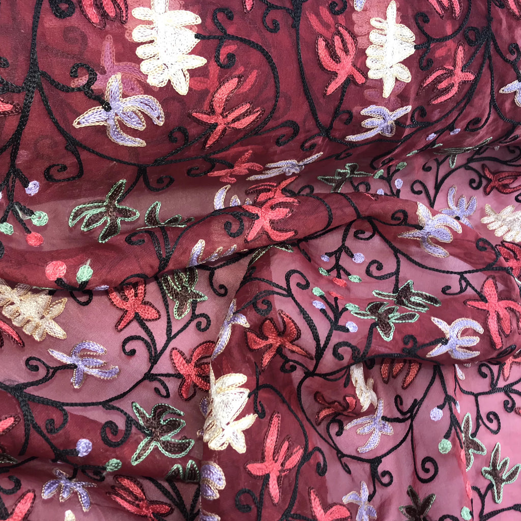Outlined Starfish Flower Pattern Silk Organza Embroidery