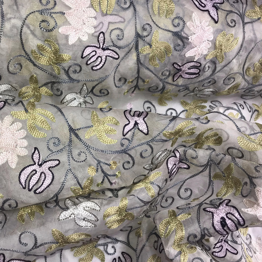 Outlined Starfish Flower Pattern Silk Organza Embroidery