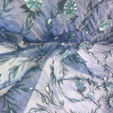 Hand Painted Floral Pattern Silk Organza Embroidery