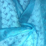 Small, Wavy, Connected Flower Pattern Silk Organza Embroidery
