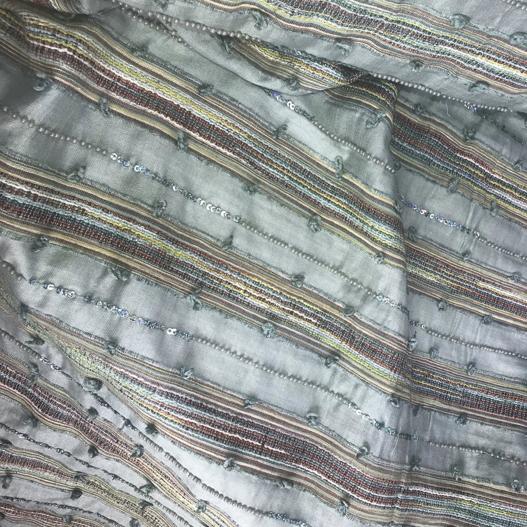 Striped and Beaded Raw Silk Tassar