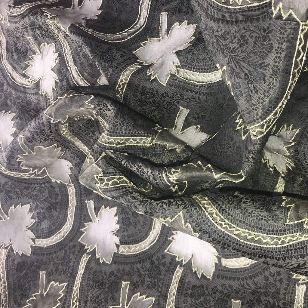 Leaf Pattern Silk Organza Embroidery