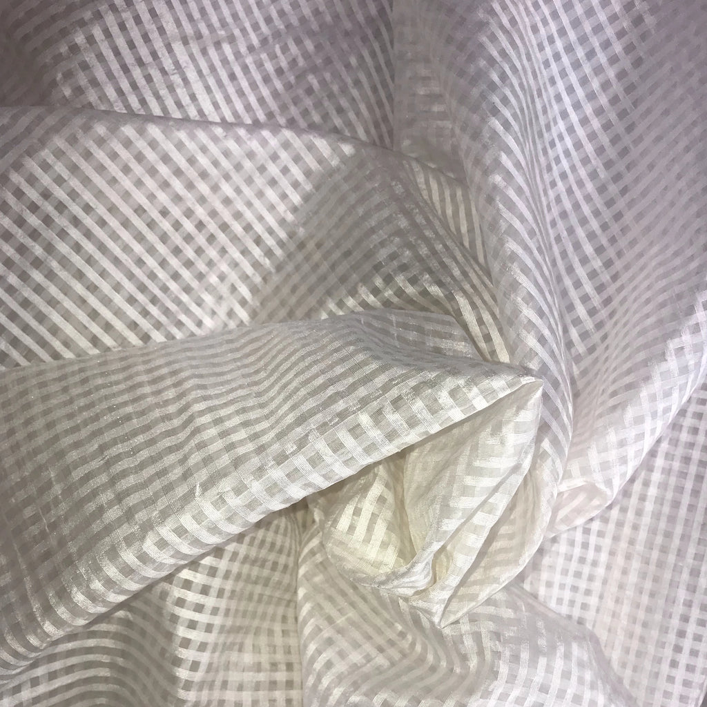 Gingham Pattern Silk Organza