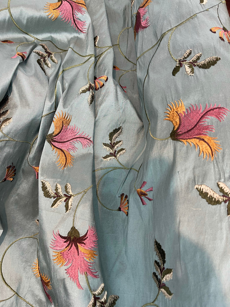Silk Shantung embroidery