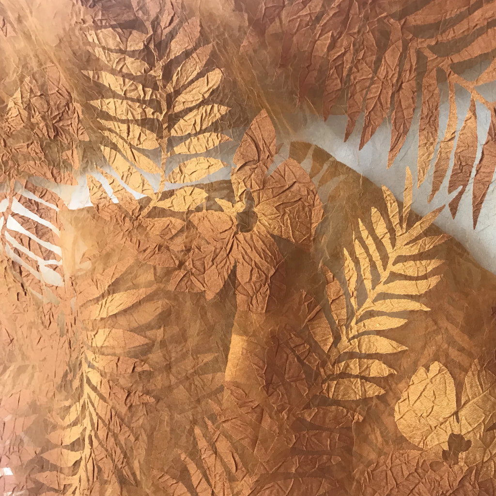 Tinted Big Leaves and Flowers Polyester Organza Jacquard
