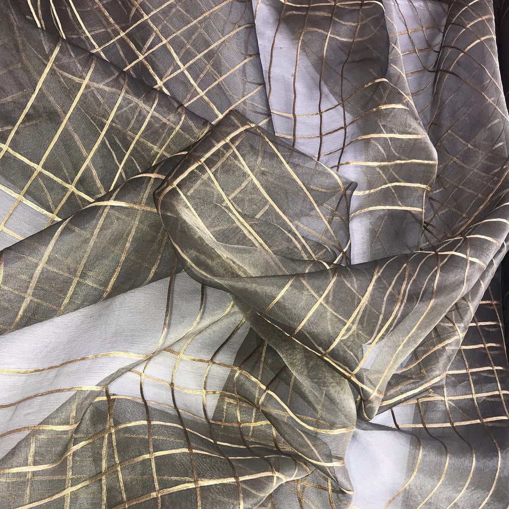 Gold Cord Pattern Silk Organza
