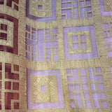 Gold Squares and Crosses (Geometric) Pattern Silk Organza Jacquard