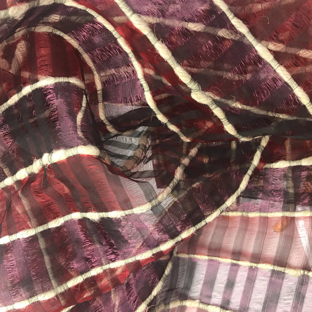 Jude Stripe Pattern Metallic Silk Organza Embroidery