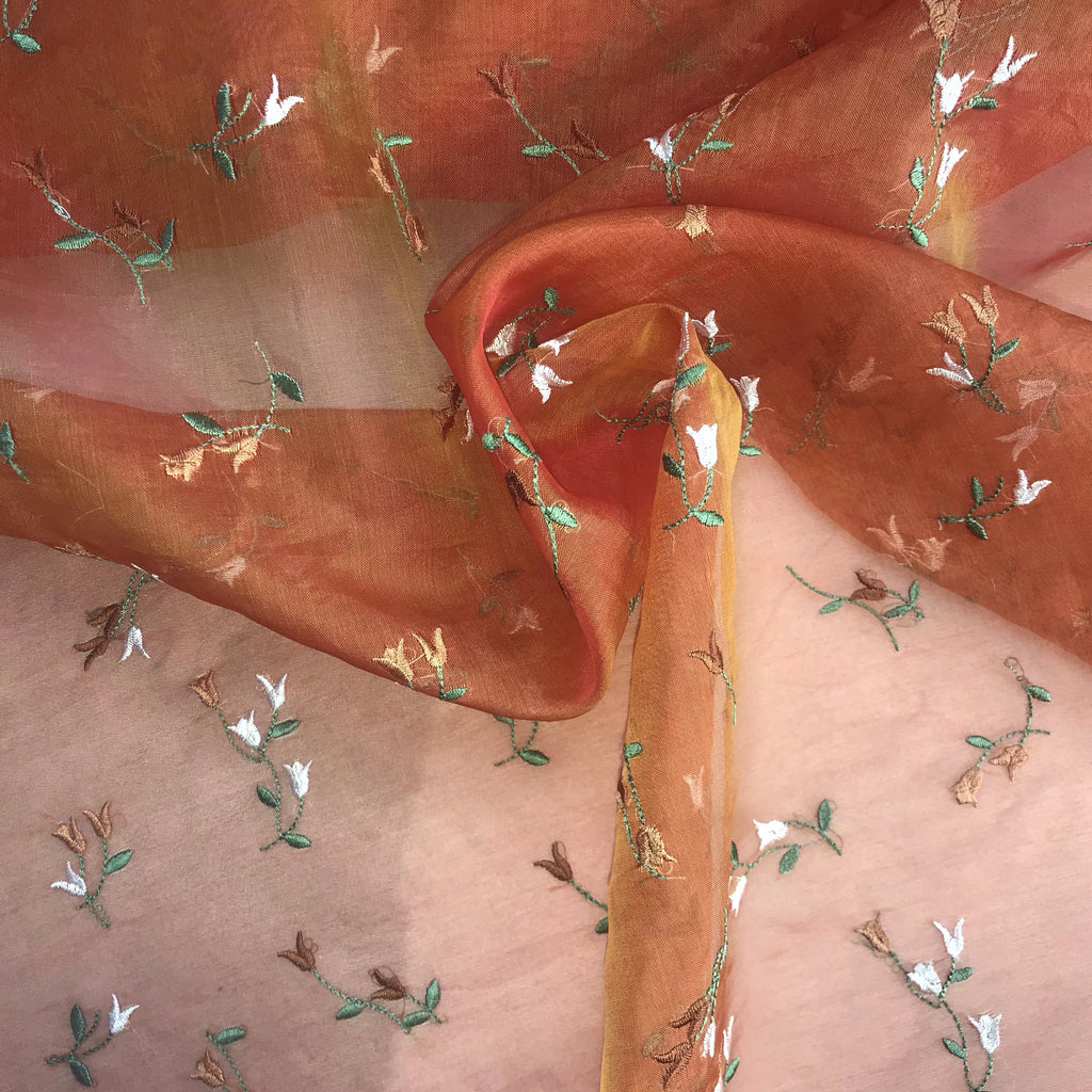 Simple Multi-colored Tulip Pattern Silk Organza Embroidery