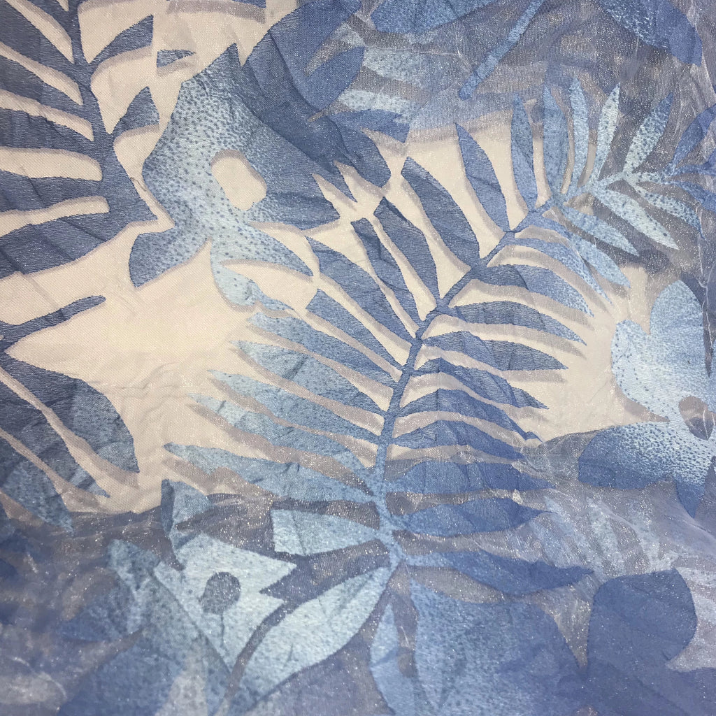 Tinted Big Leaves and Flowers Polyester Organza Jacquard