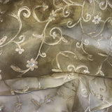Floral with Sequins Detail Silk Organza Embroidery
