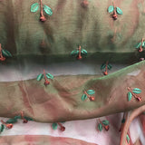 Small 3D Roses on Stems Silk Organza Embroidery