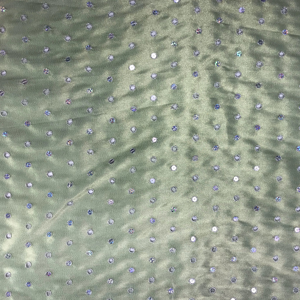 Hand-Stitched Sequins Design Polyester Silk Organza