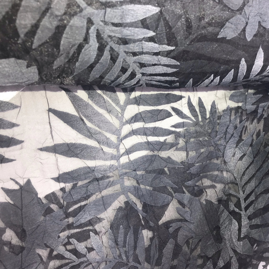 Tinted Big Leaves and Flowers Polyester Organza Jacquard