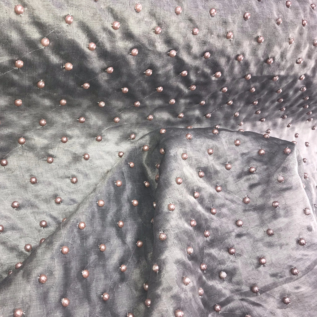 Hand Stitched Pearls Silk Organza Embroidery