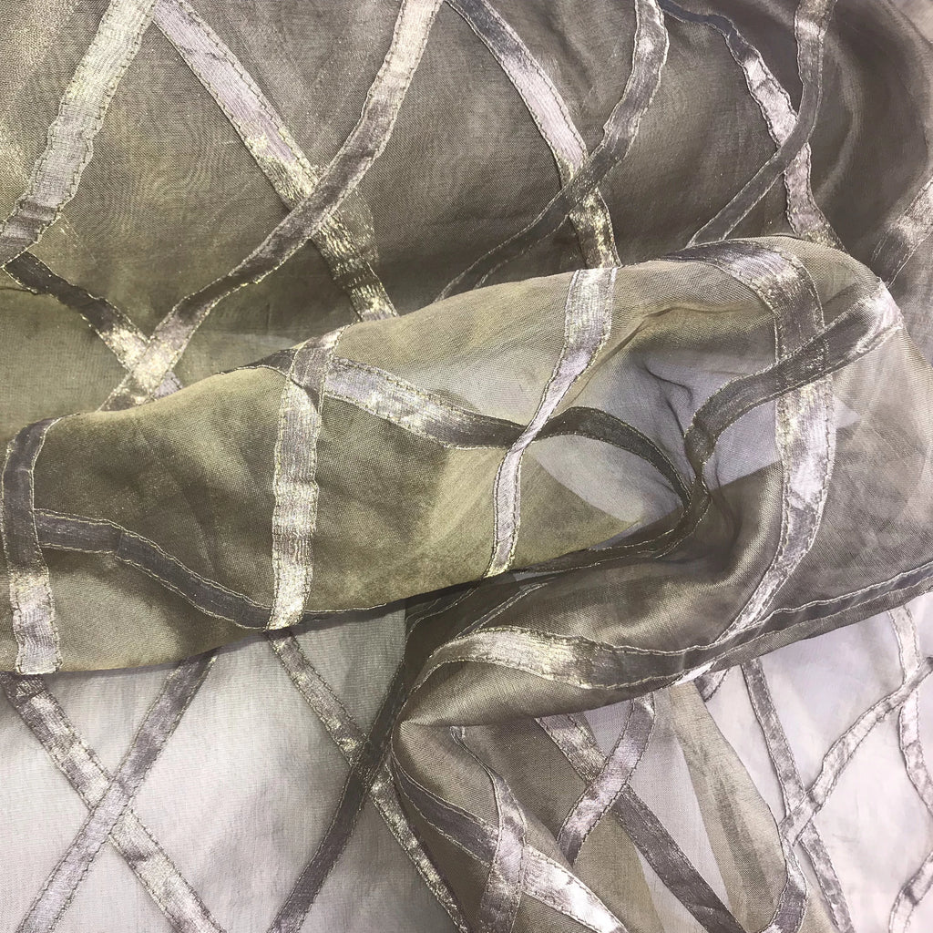Criss Cross Pattern Silk Organza Embroidery