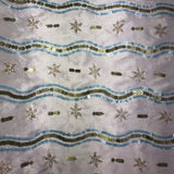 Silver Sequins Flower Pattern on Silk Charmeuse