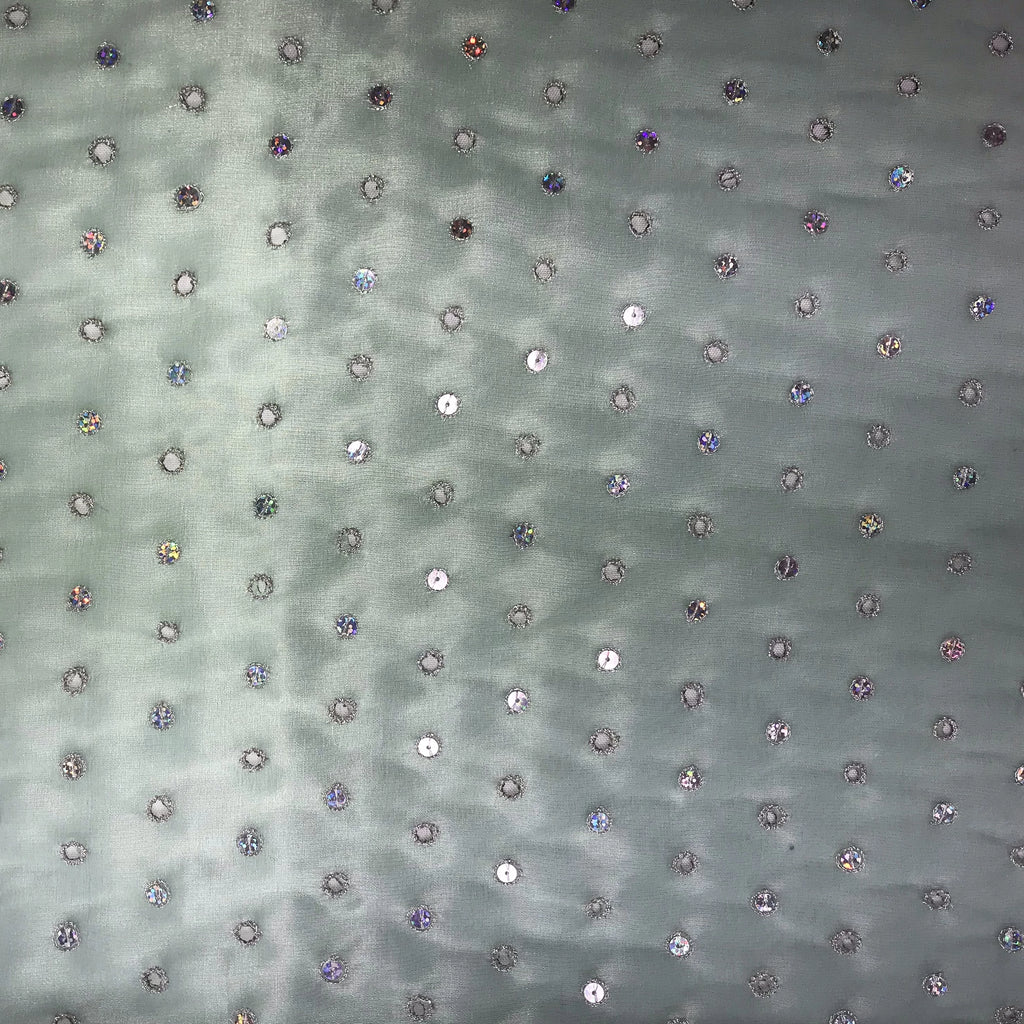 Hand-Stitched Sequins Design Polyester Silk Organza