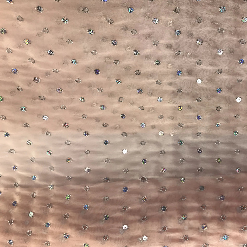 Hand-Stitched Sequins Design Polyester Silk Organza