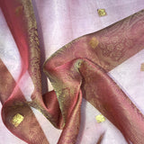 Gold Floral Pattern Silk Organza Jacquard