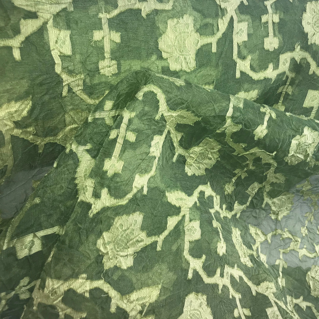 Cracked Ice Floral Pattern Silk Organza Jacquard