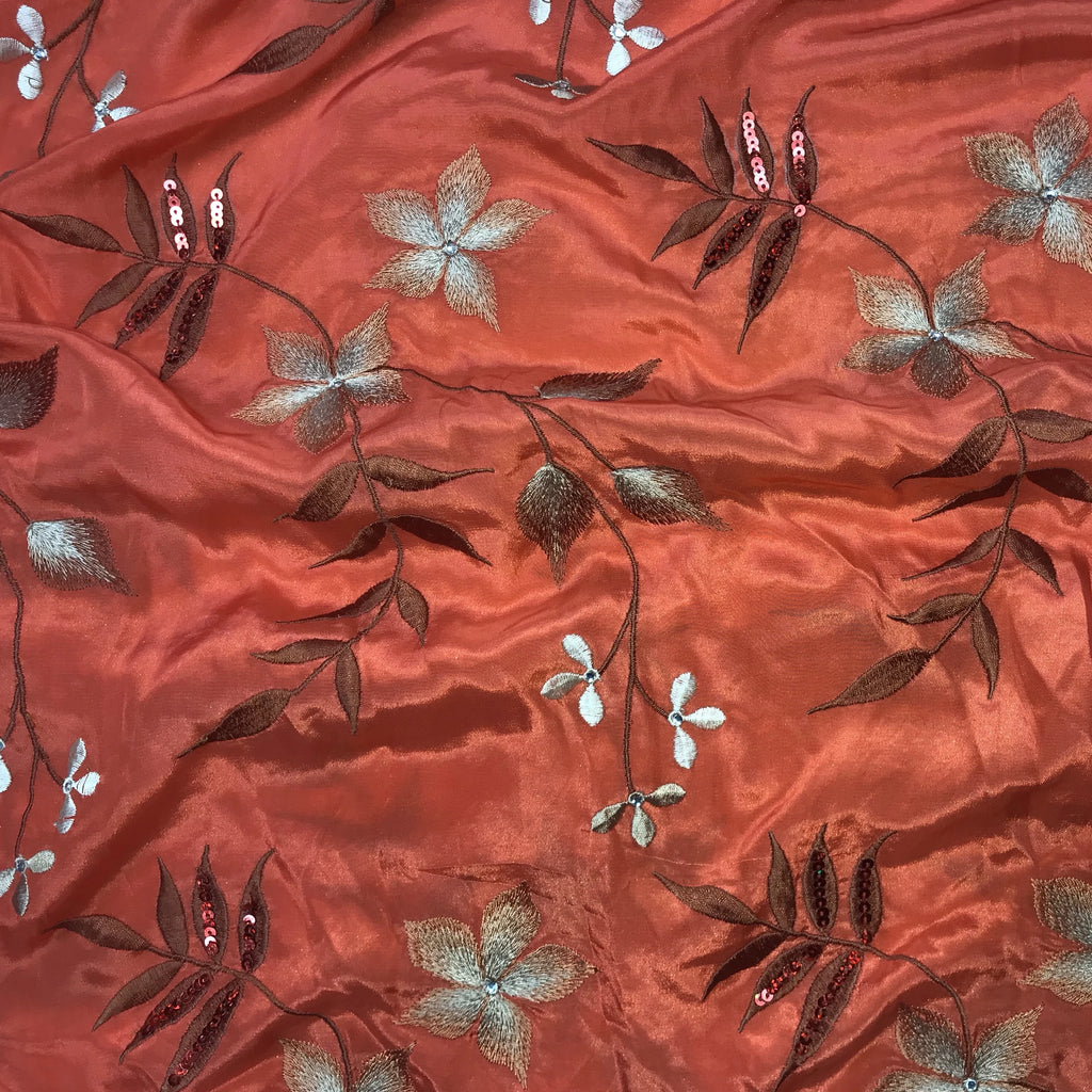 Flower Pattern Crepe Silk Chiffon Embroidery