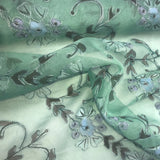 Hand Painted Floral Embroidery Silk Organza Embroidery