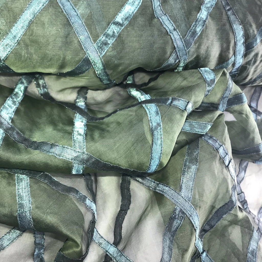 Criss Cross Pattern Silk Organza Embroidery