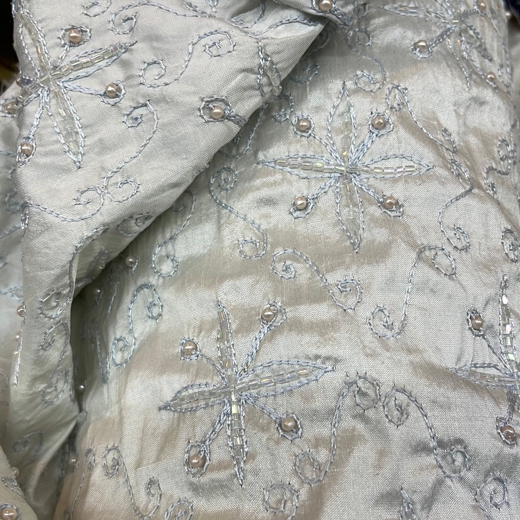Silk Shantung embroidery handwork Snow flex Design