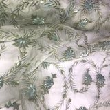 Hand Painted Floral Pattern Silk Organza Embroidery