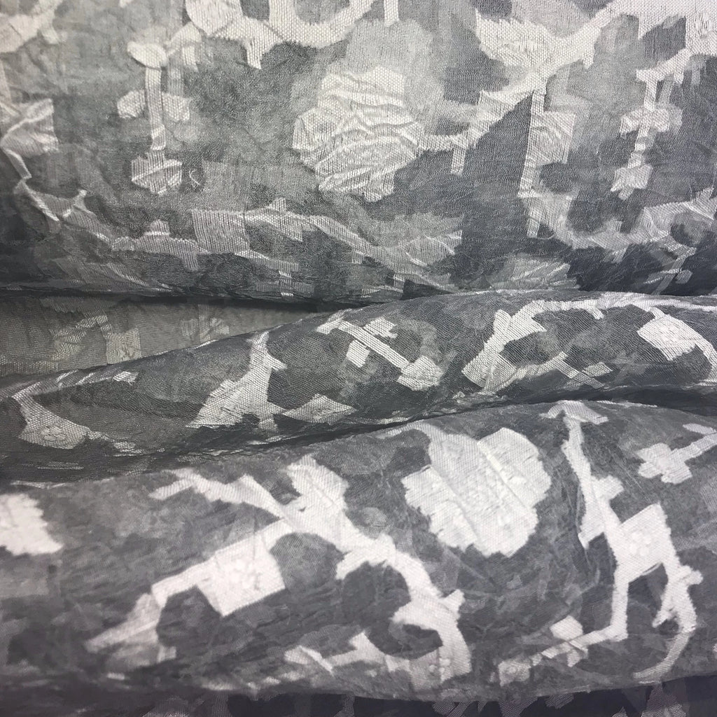 Cracked Ice Floral Pattern Silk Organza Jacquard