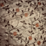 Old Gold Floral Pattern Linen Embroidery