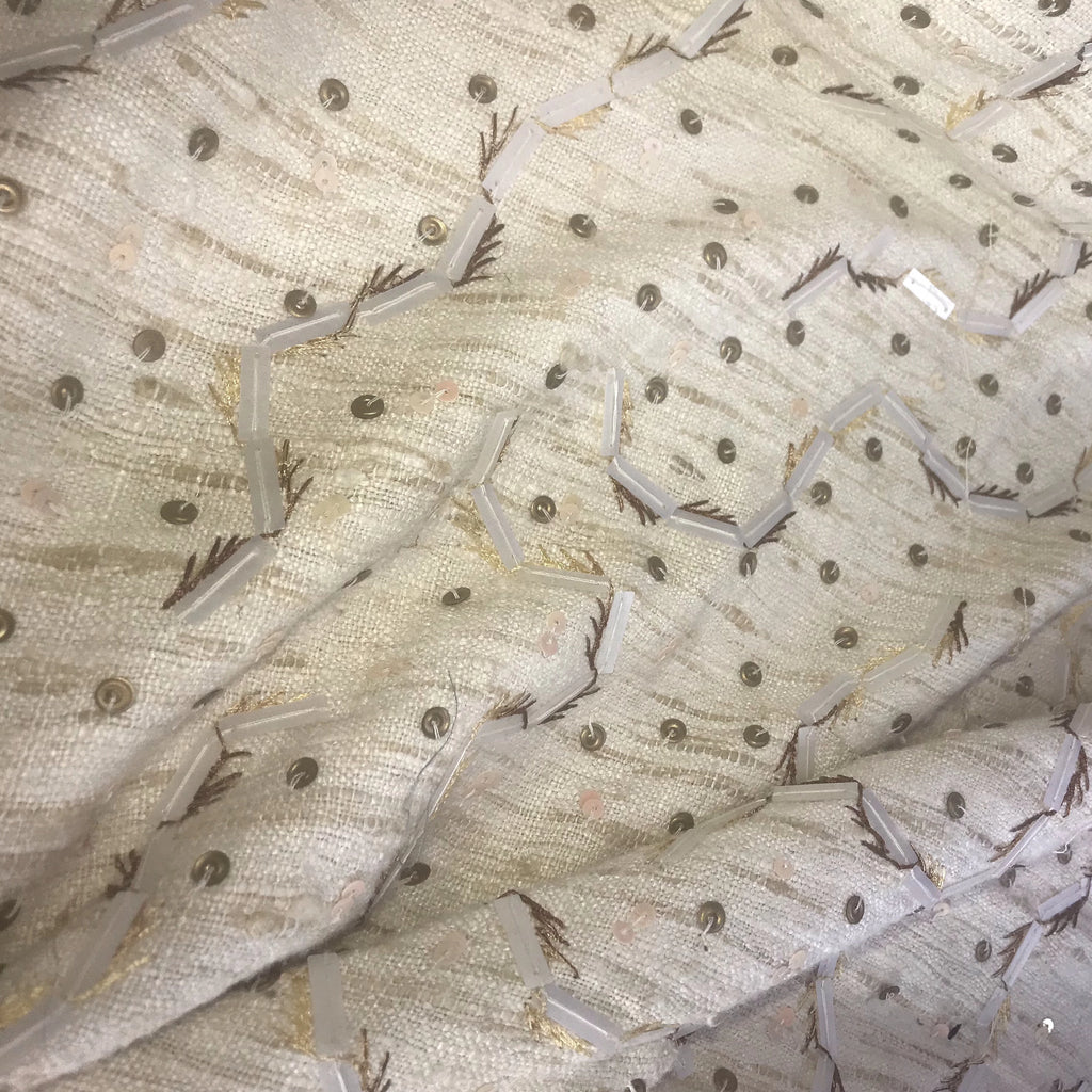 Striped and Beaded Raw Silk Tassar