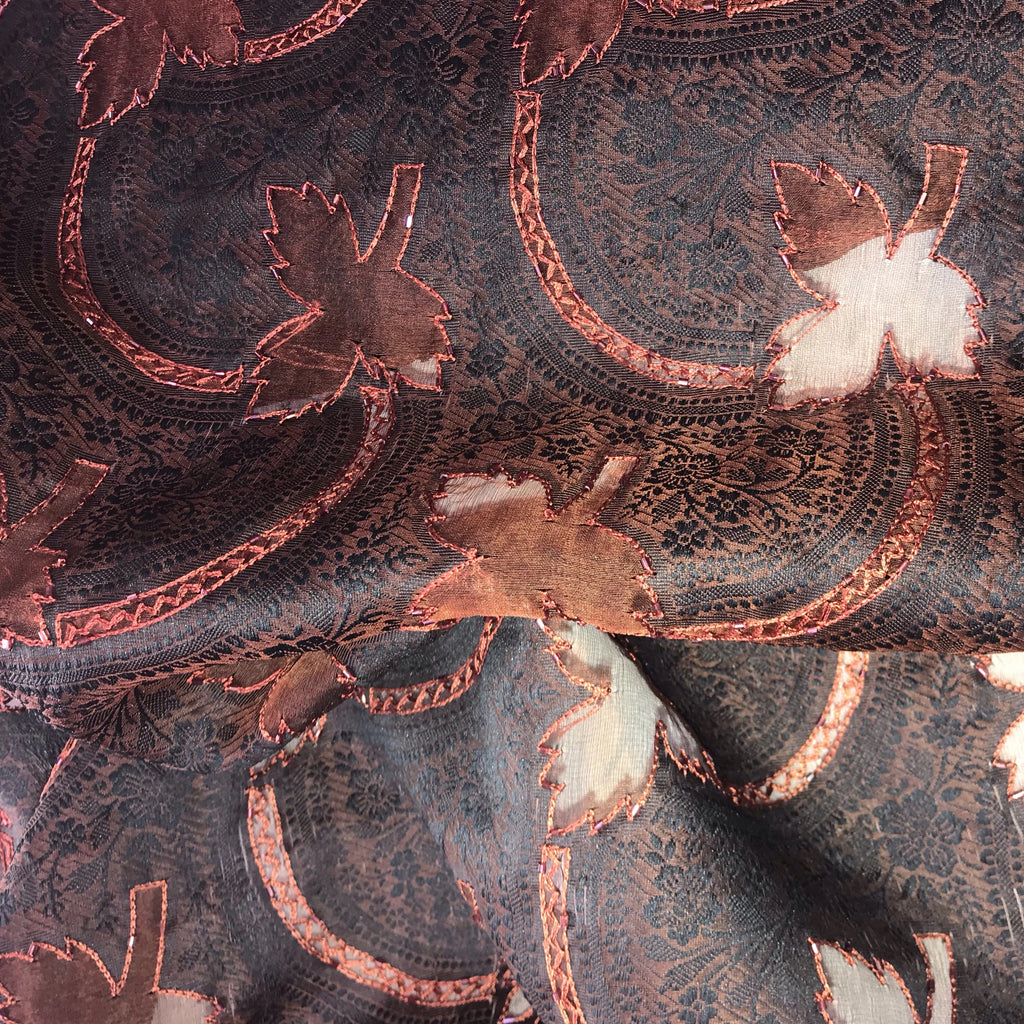 Leaf Pattern Silk Organza Embroidery