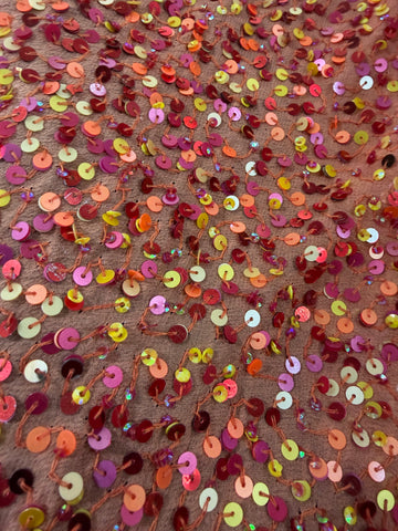 Chiffon silk with multiple colors sequins handmade 45”