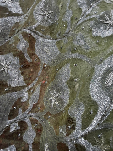 Organza Silk with Real silver work